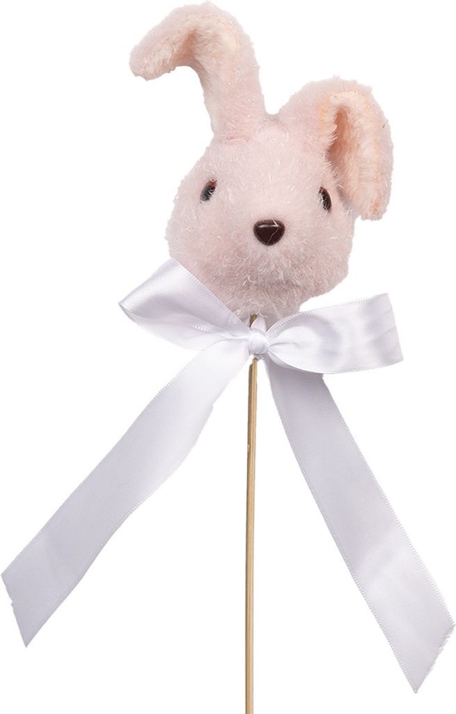 Clayre & Eef Dekorationsfigur Kaninchen 7x7x33 cm Rosa Textil