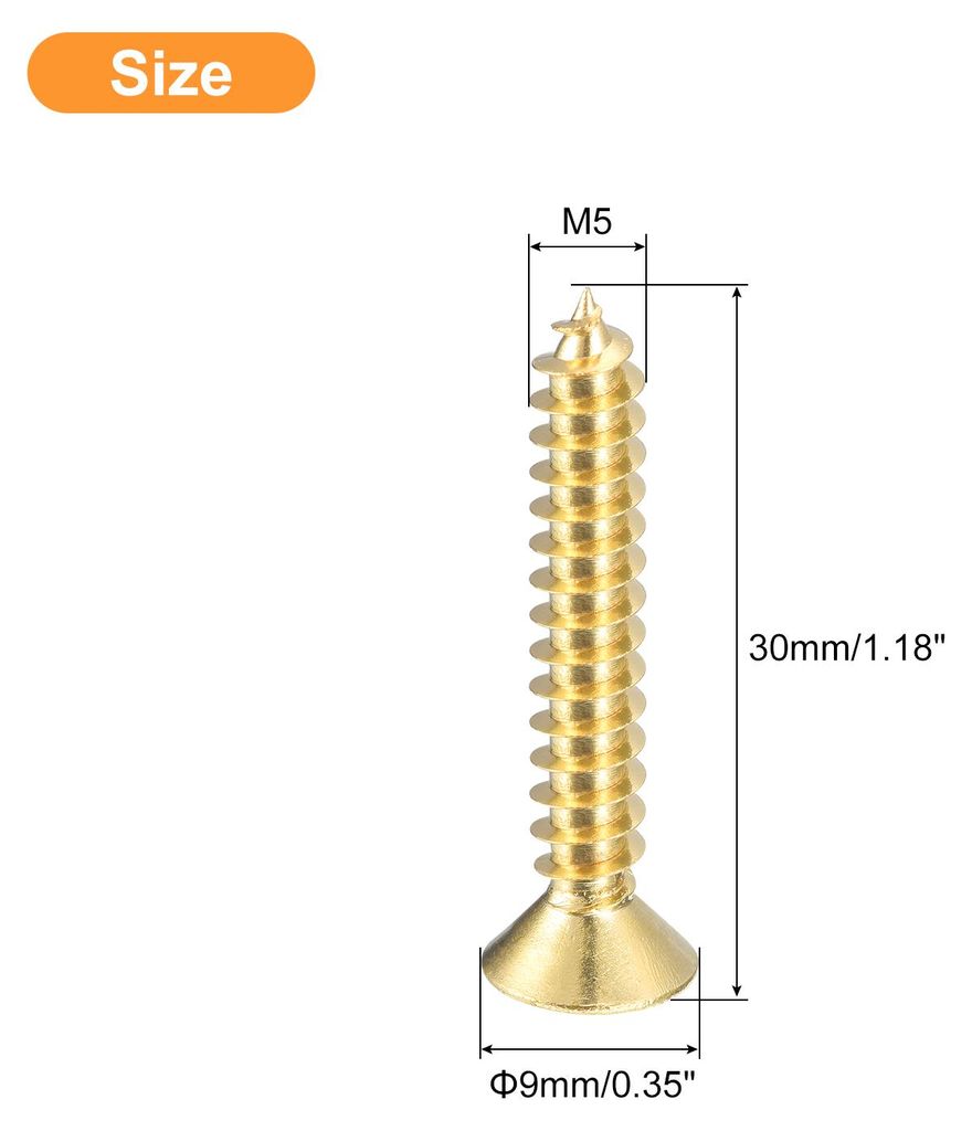 10 Stš¹ck Holzschrauben M5¡Á30 mm Kreuzkopf Senkkopfschrauben Farbe Messing Selbstschneidende Schrauben mit Senkkopf Senkkopfschrauben fš¹r B...