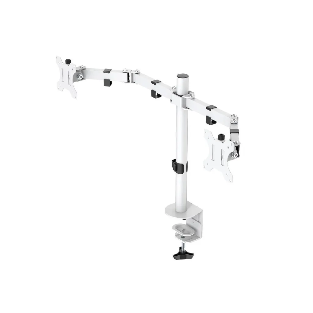 Support de Table Double Écran pour Moniteur 13 à 32 Pouces Blanc - 2