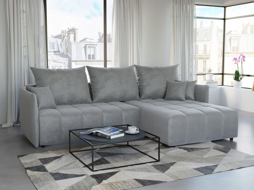 LetSit Ecksofa Pola L Monolith Universal Freistehendes Loungesofa Bequemes Ecksofa Schmutzabweisend Bettzeuglagerung Für Wohnzimmer Hellgrau