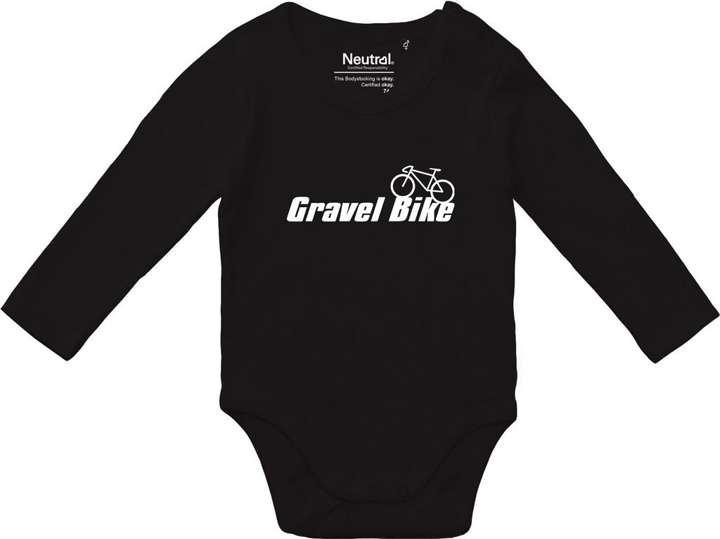 Huuraa Baby Body Gravel Bike Fahrrad Geschenk Größe 62 Black Bio Baumwolle Fairtrade Gravel Bike Babykleidung