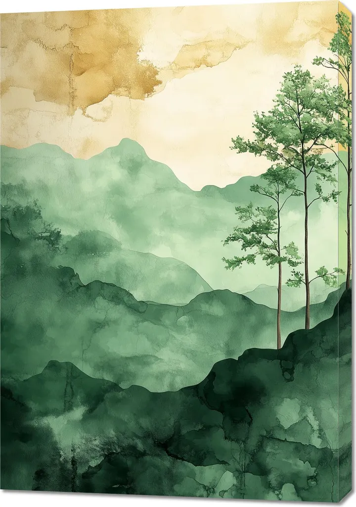 Tableau 70x100 cm Feuilles et Lignes Minimaliste Style Scandinave Chic