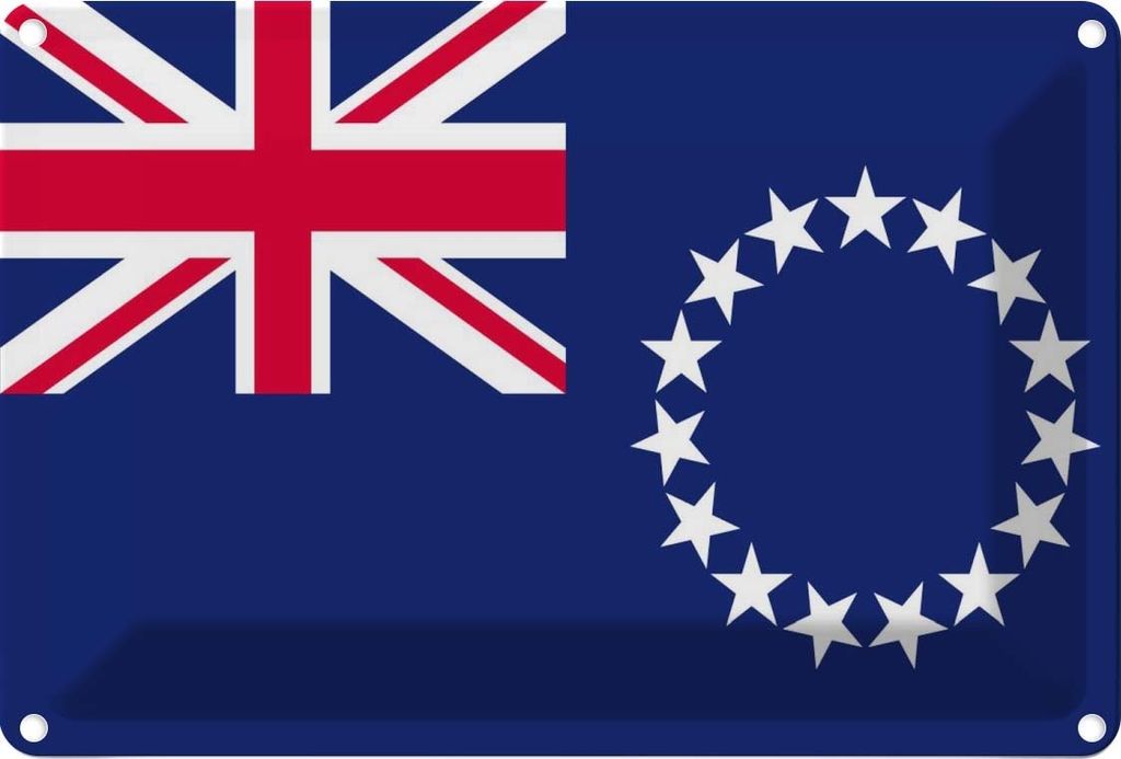 vianmo Blechschild 20x30 cm Cookinseln Cook Islands Flagge Fahne Wappen