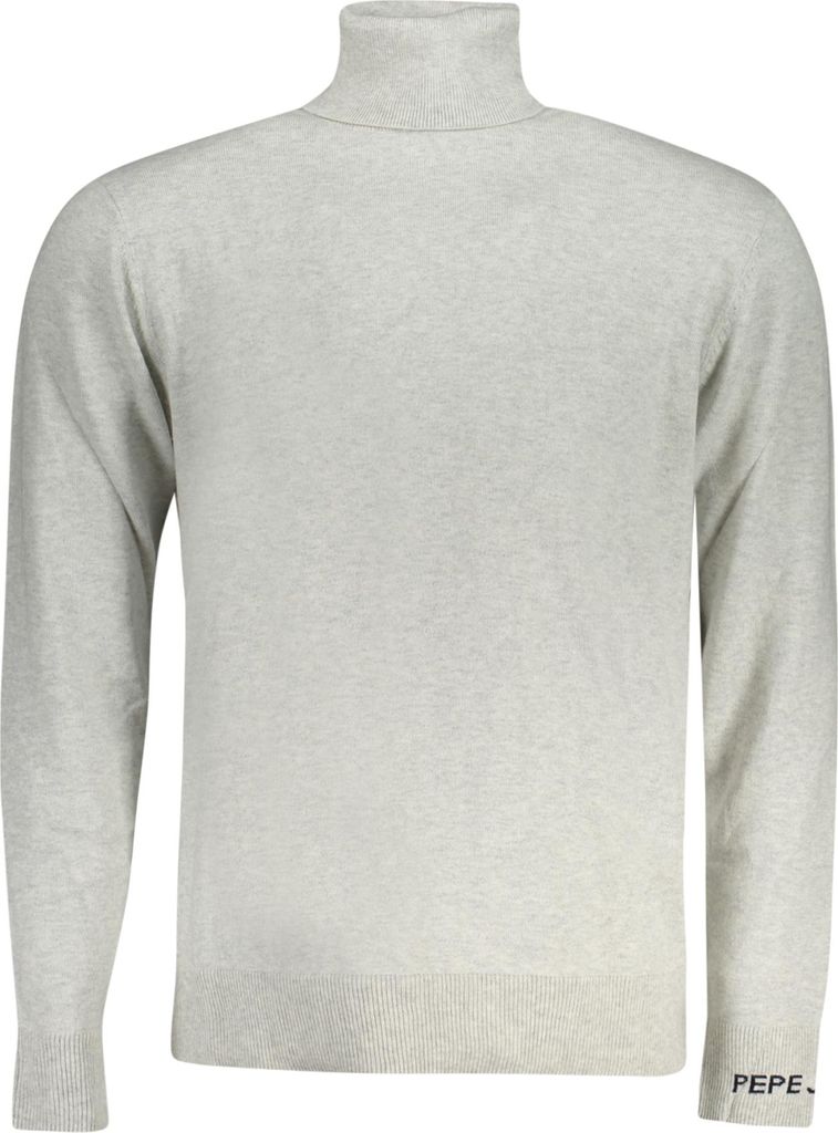 Graues Herren-Langarmshirt mit Rollkragen und Stickerei-Details