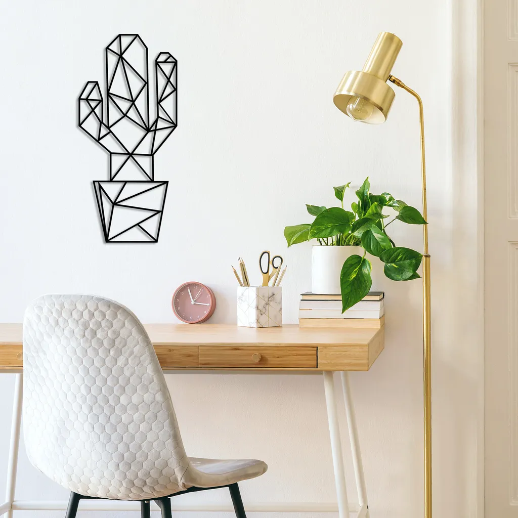 Wallity, Cactus3- TNL1681, Nero, Altre decorazioni per la casa, 26 x 55 cm, 100% metallo (Spessore: 1