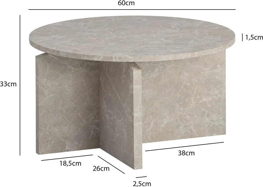 WOHNLING Table Basse Sable 60 cm Aspect Pierre Table de Salon Ronde Moderne - 3
