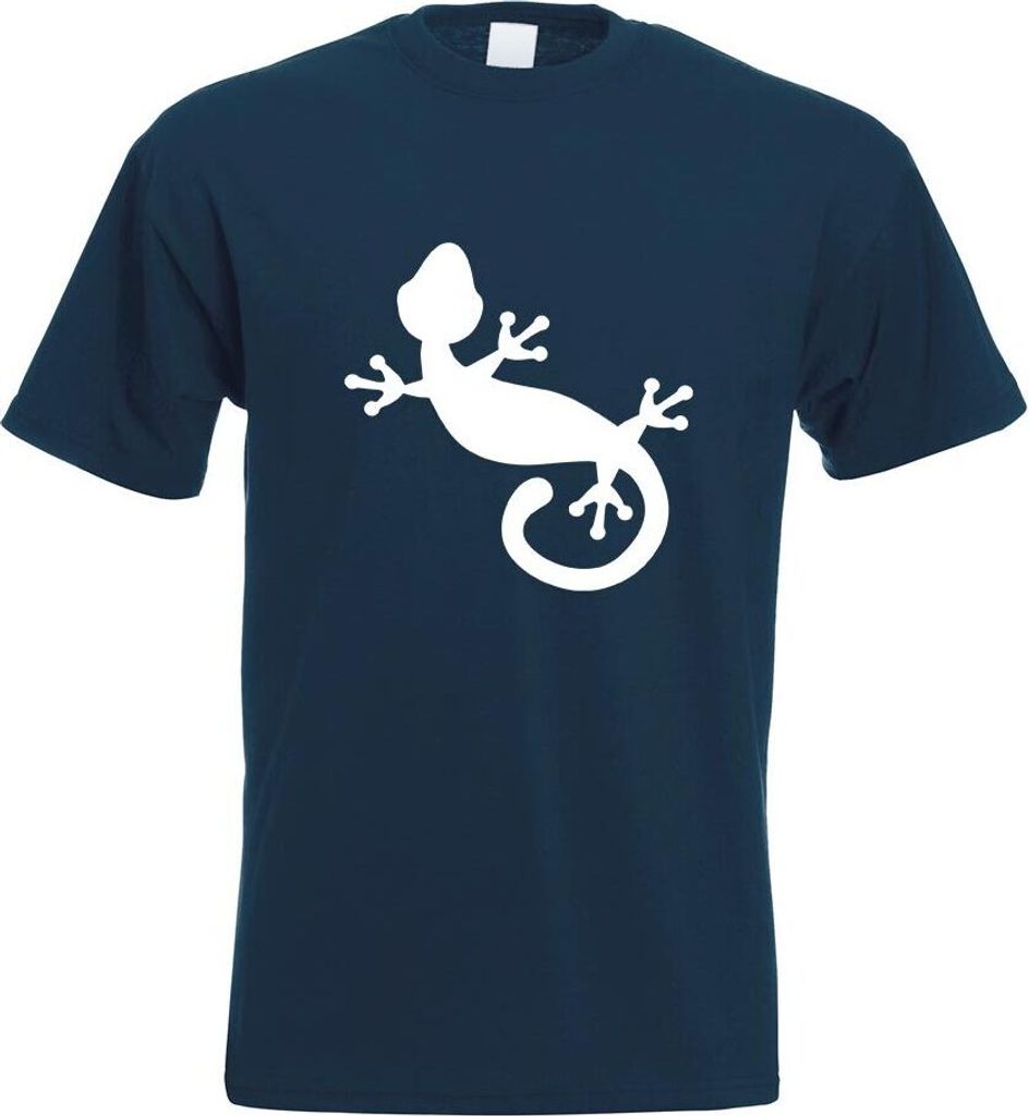 Kiwistar - T-Shirt - Navy - Gecko Motiv 1 Motiv Bedruckt Funshirt Design Print - mit Motiv Bedruckt - Funshirt Design - Sport - Freizeit - Herren - S