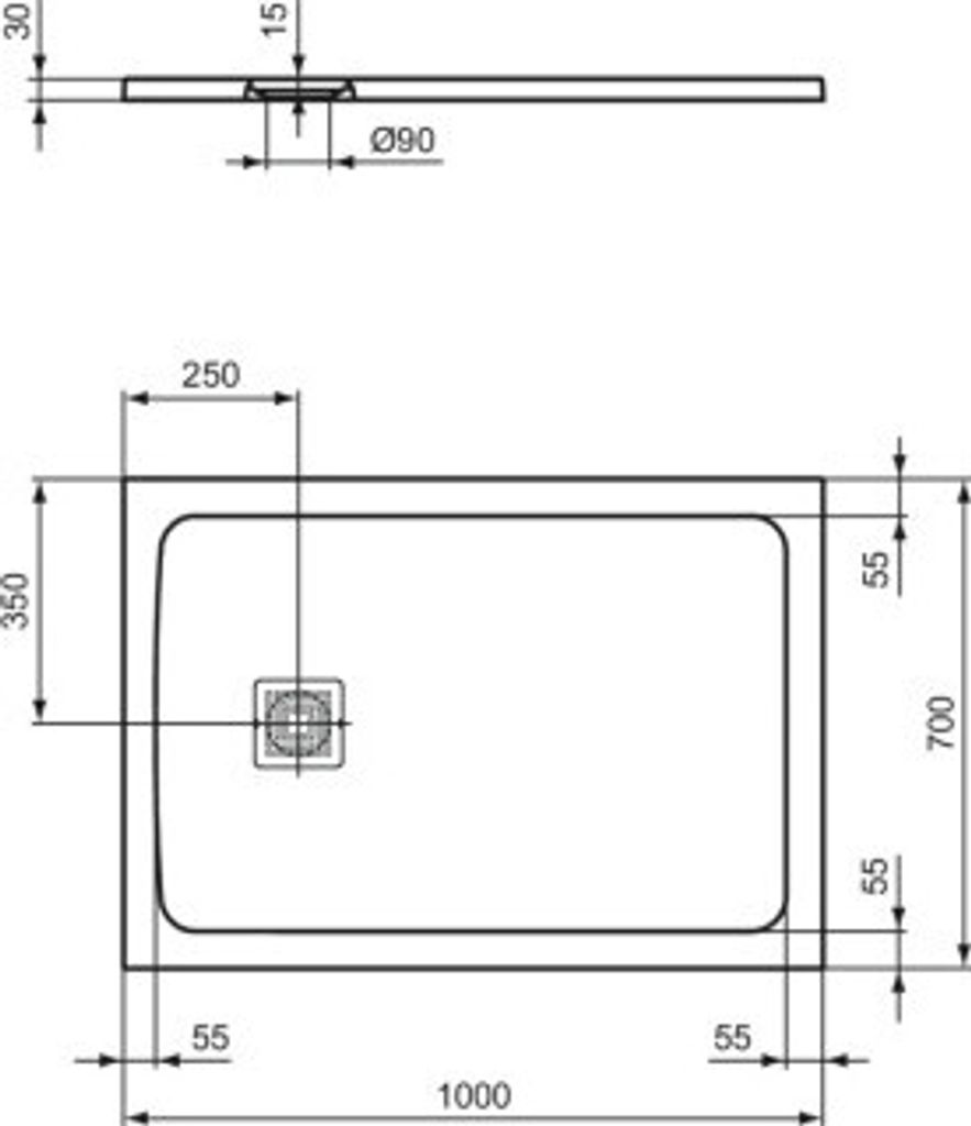 IDEAL STANDARD T5606FS Rechteck-Brausewanne Ultra Flat S +