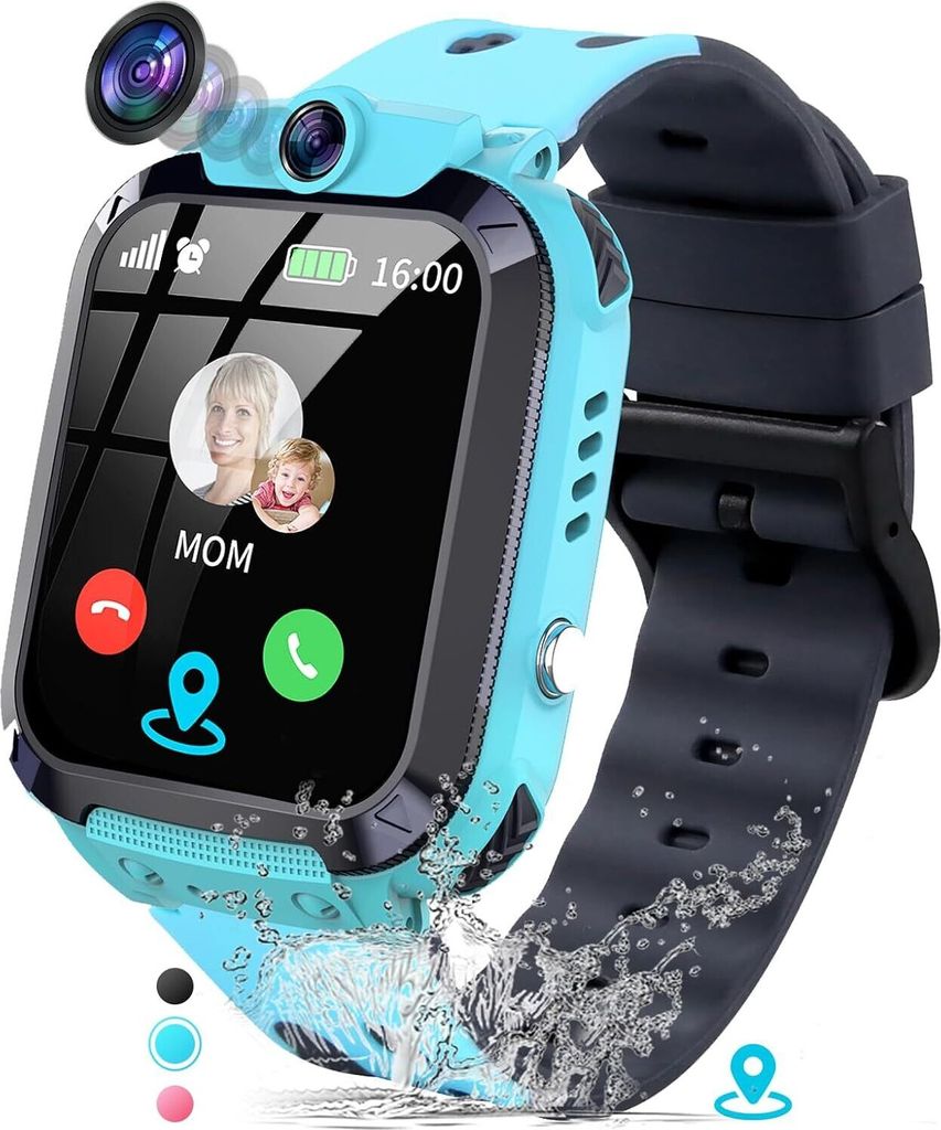 mit GPS und Telefon Wasserdicht IP68 GPS Tracker Kinder SOS HD Photo Wecker Puzzle Spiel Armbanduhr Jungen Mädchen Telefonuhr Kinderuhr