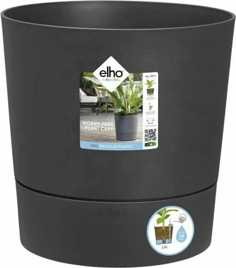 Grand pot Elho 29,5 cm gris foncé résistant pour décoration chic