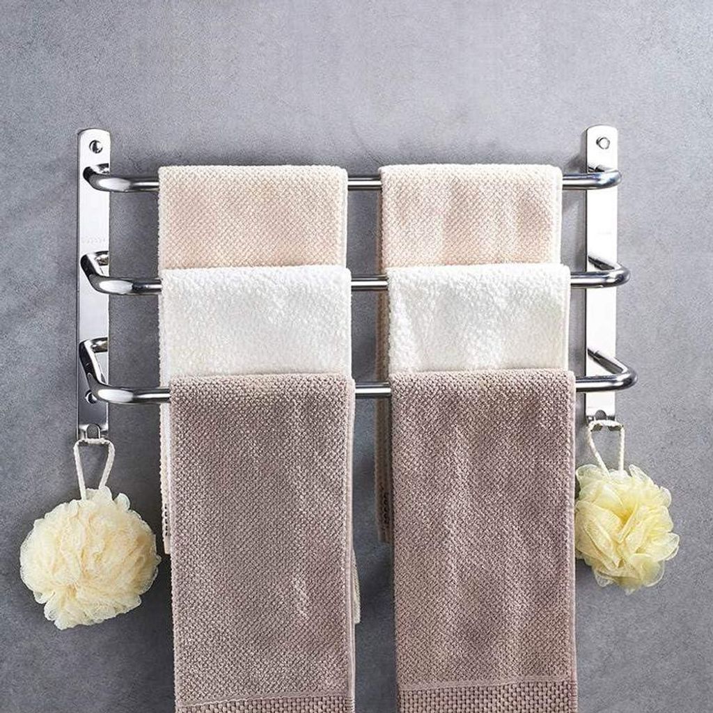 Handtuchhalter aus Chrom, Handtuchregal, Handtuchhalter aus Edelstahl, Handtuchregal, Badezimmer, Wandmontage, Handtuchhalter, ca. 60 cm