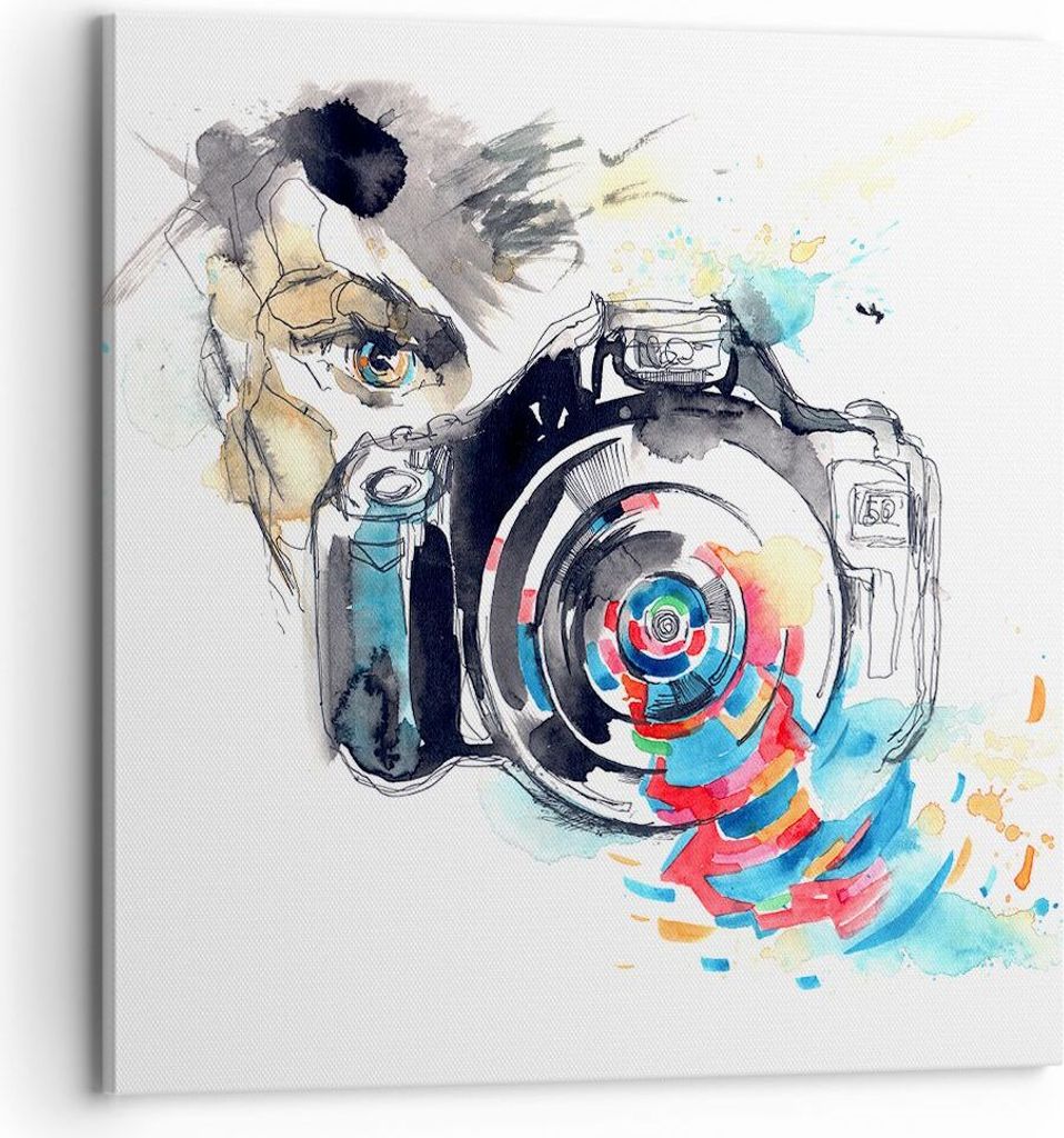 Bild auf Leinwand - Leinwandbild - Fotograf Kamera Fokus Hobby - 70x70cm - Wand Bild - Wanddeko - Leinwanddruck - Bilder - Kunstdruck - Wanddekorat...