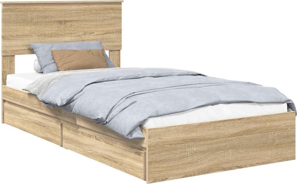 Aufbewahrungsbett Sonoma-Eiche 100 x 200 cm Holzwerkstoff