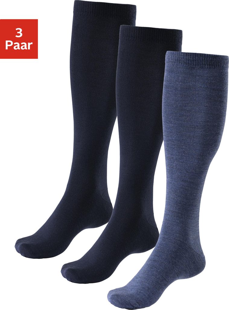 Bench Kniestrümpfe 3 -teilig 2x marine, 1x jeans Größe 39/42 Sockengröße