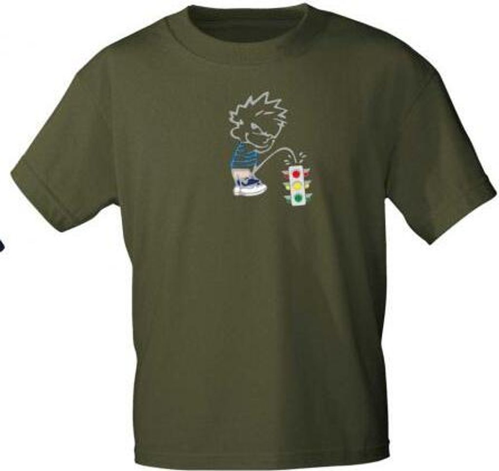 T-Shirt mit Print - Pinkelmännchen gegen Ampel - 85182 Olivgrün Gr. S-2XL Größe - L