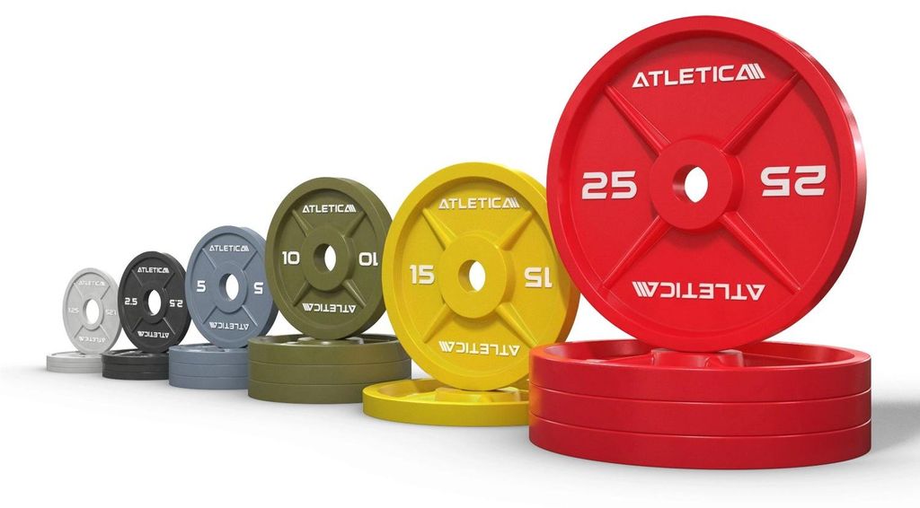 ATLETICA Color Iron Plates SET | 205kg | Optischer Hingucker in deinem Home Gym I Eisen ist sehr langlebig I Praktische Griffmulden für einfaches ...