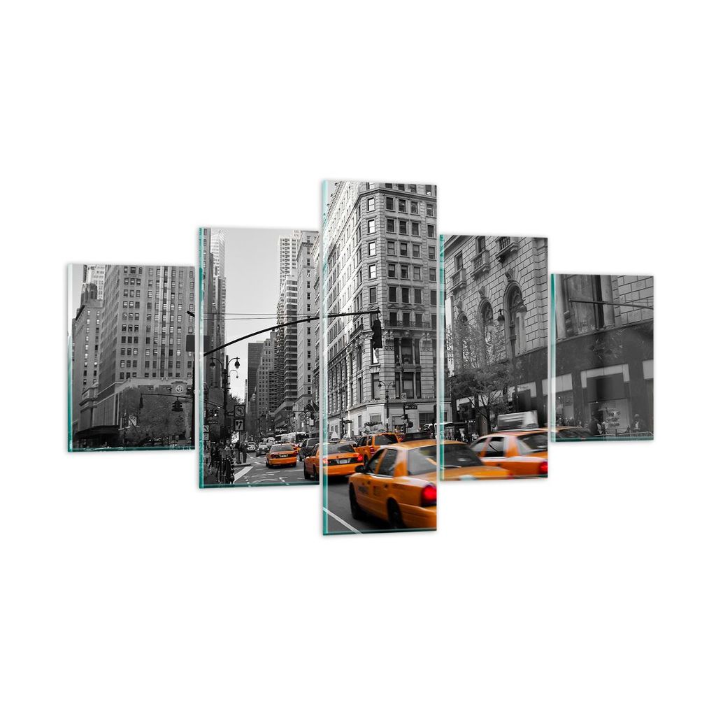 Bilder auf glas - Amerika New York City Straße - 125x70cm - Glasbilder - Wandbilder - Kunstdruck - zum Aufhängen bereit - Wanddekoration aus Glas...