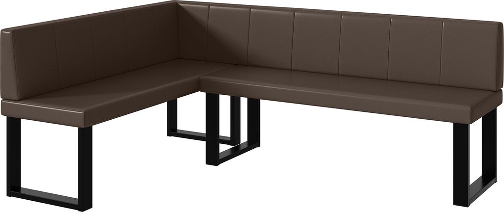 MEBLINI Eckbank für Esszimmer - Küchenbank - Essecke - Sitzecke Küche - PETER - U-Beine 142x196x87cm Links - Braun Kunstleder