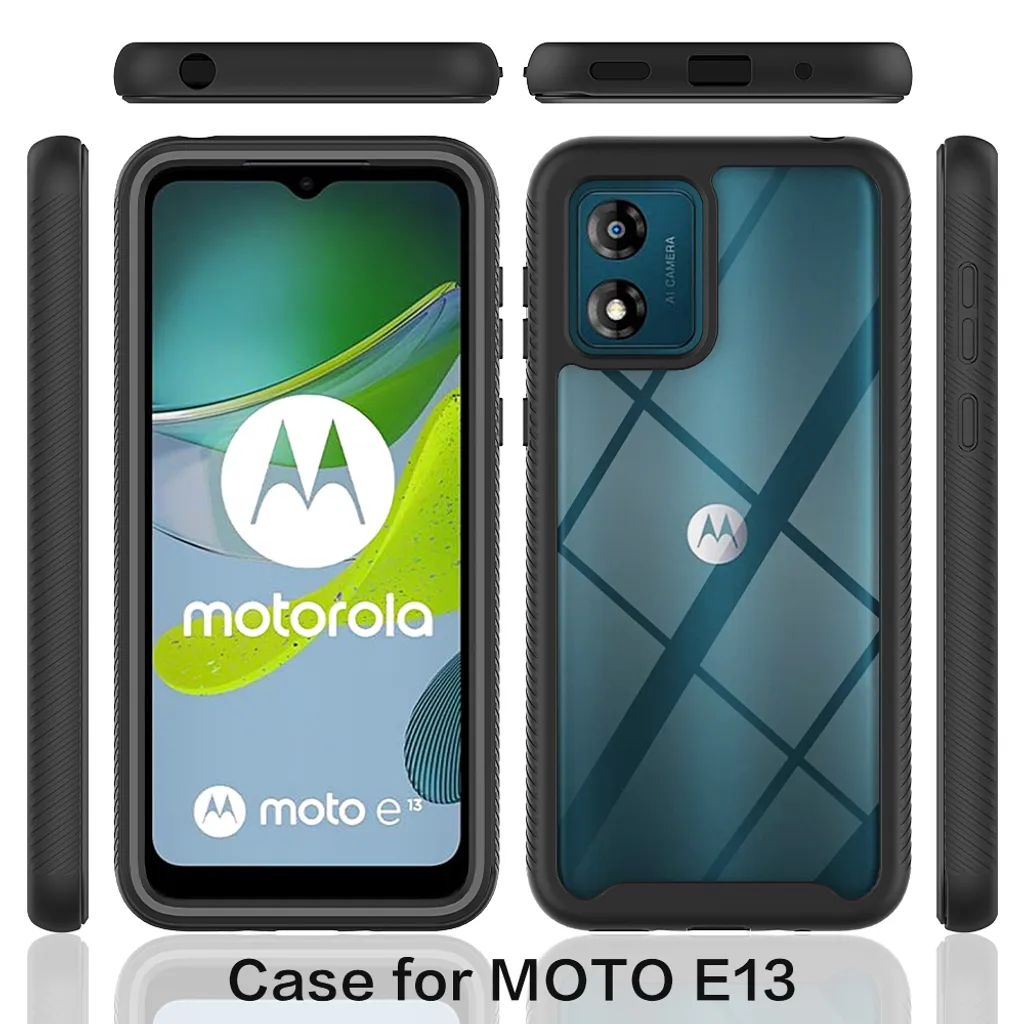 Offerta Cover Moto E13 - Custodia Ibrida Trasparente e Bumper Nero - 2