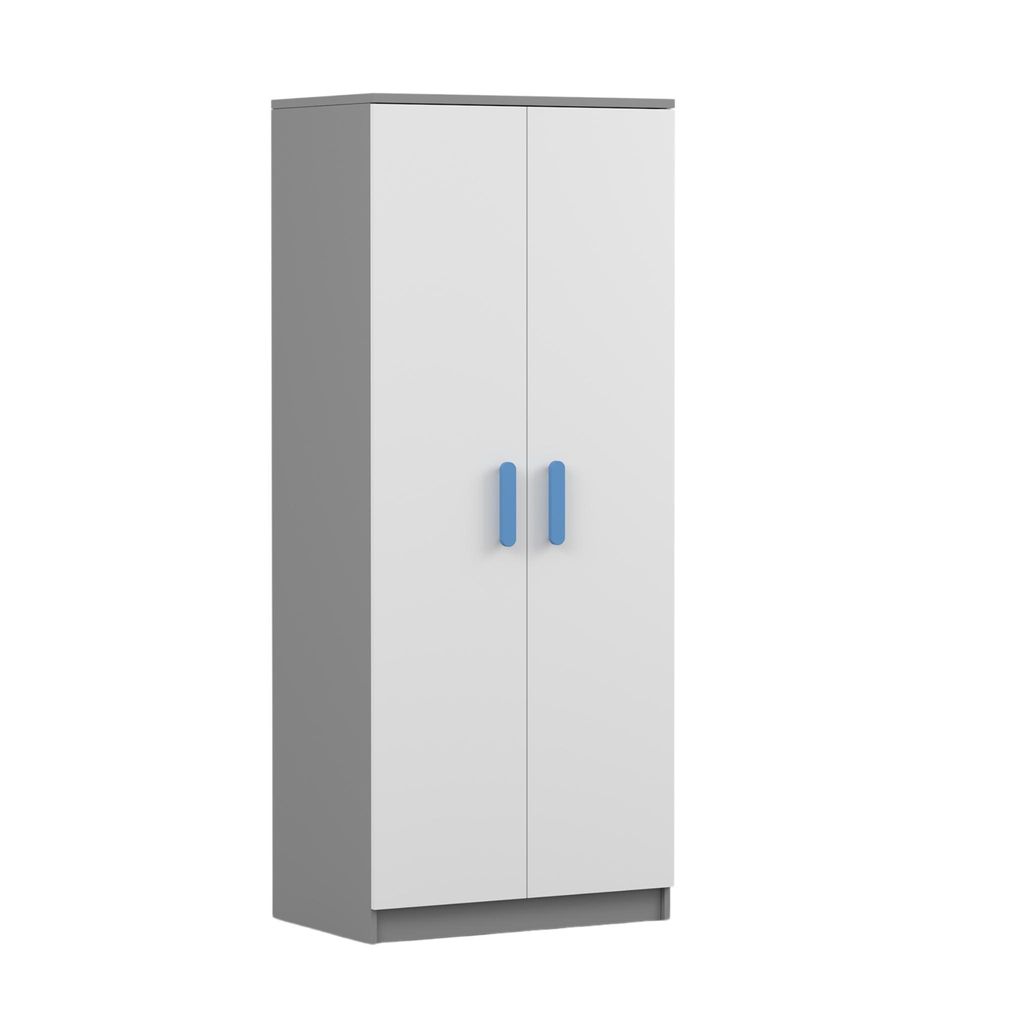 Drehtürenschrank JONAS 06 – Kinderschrank 80 cm Grau/Weiß Produktbild 