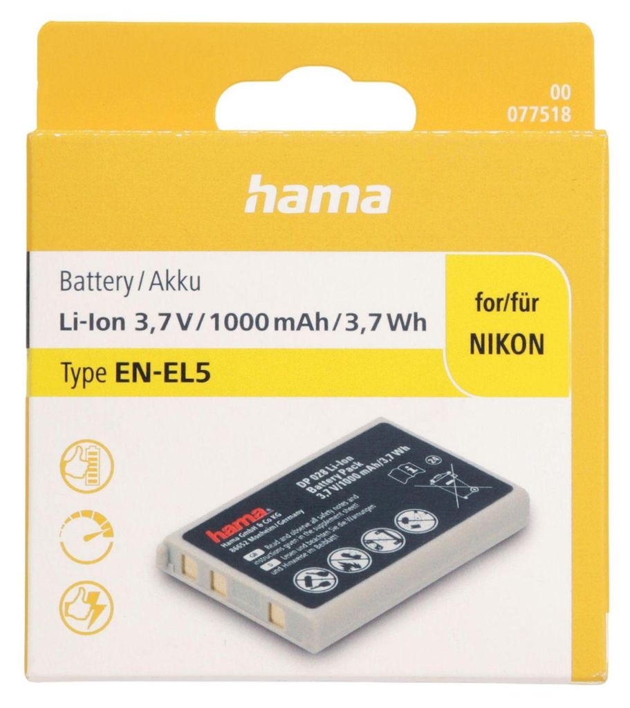Hama DP 028, Nikon, 1000 mAh, 3,7 V, Lithium-Ion (Li-Ion) Produktbild 