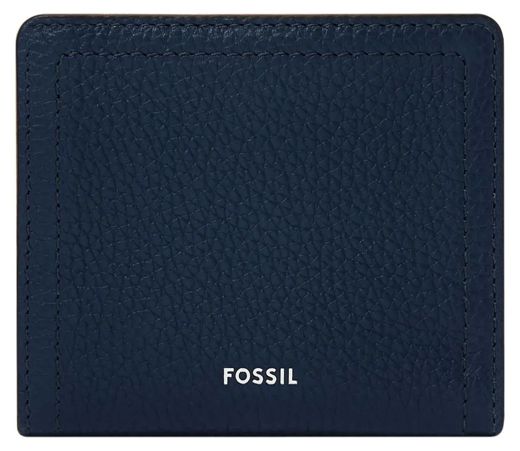 Porte-monnaie Fossil Logan cuir bleu marine sécurité RFID et format mini