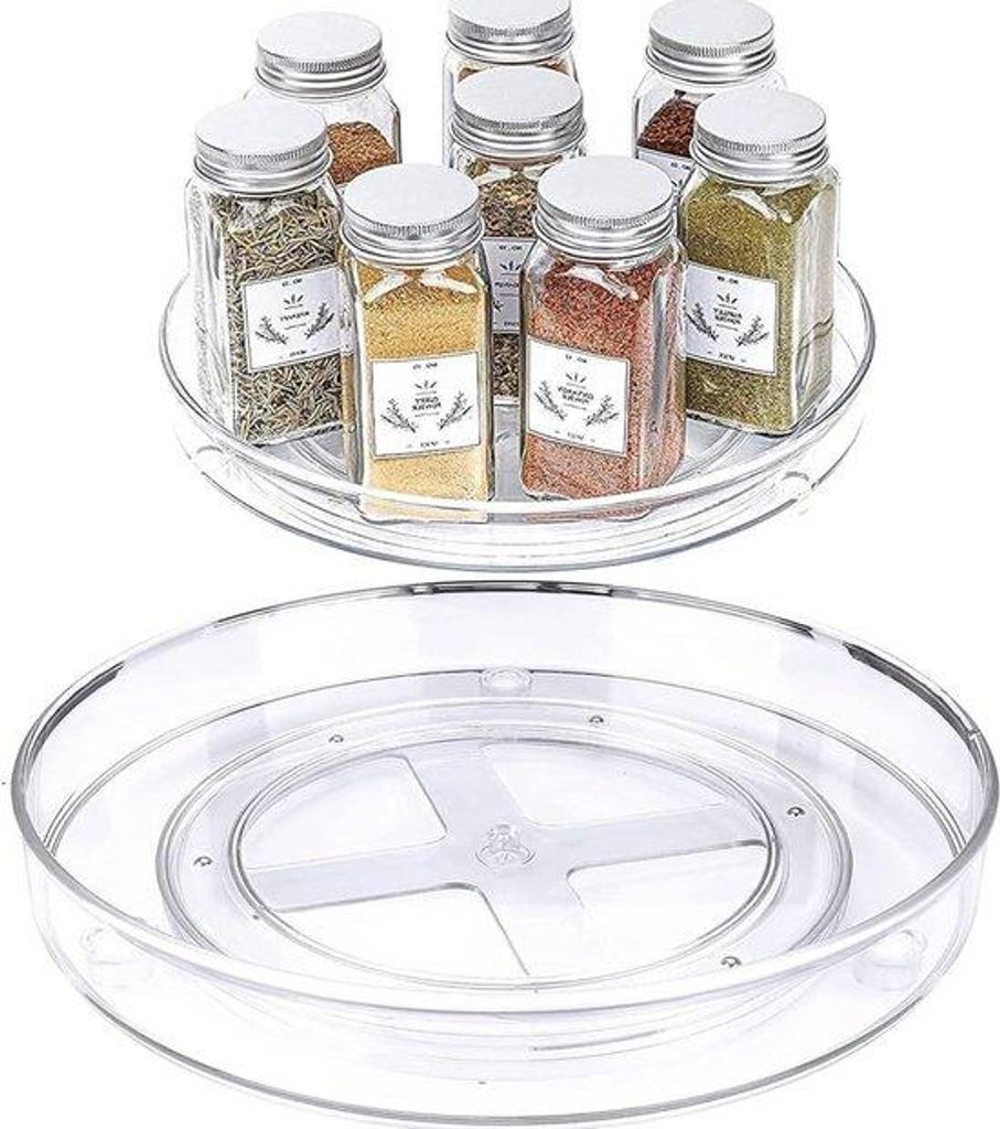 Transparent Spiegelglas-Lazy-Susan-Organiser für Öl, Gewürze, Marmelade