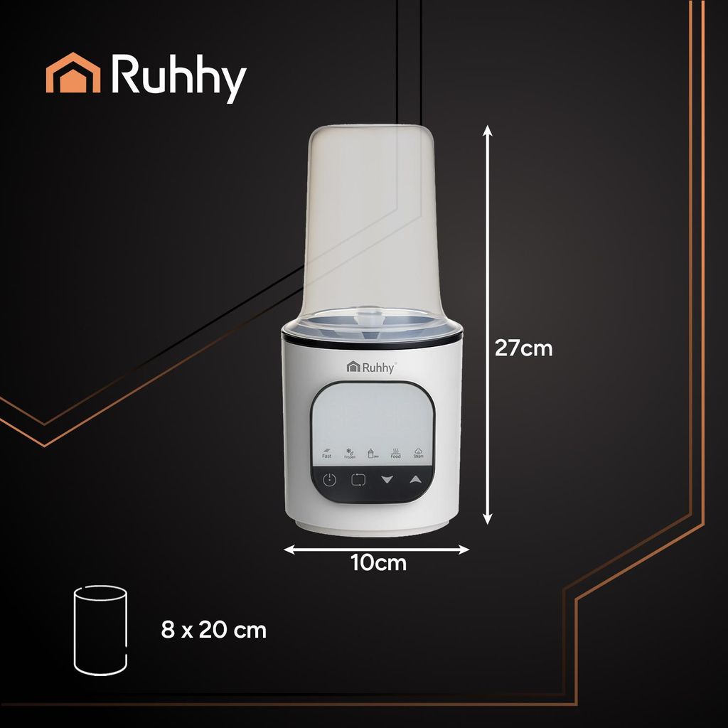 RUHHY 5-in-1 Flaschenwärmer & Sterilisator – Milch-/Nahrungs-Erwärmer, Dampf-Sterilisation, Auftau-Funktion, Digitaler Touchscreen, BPA-frei, K...