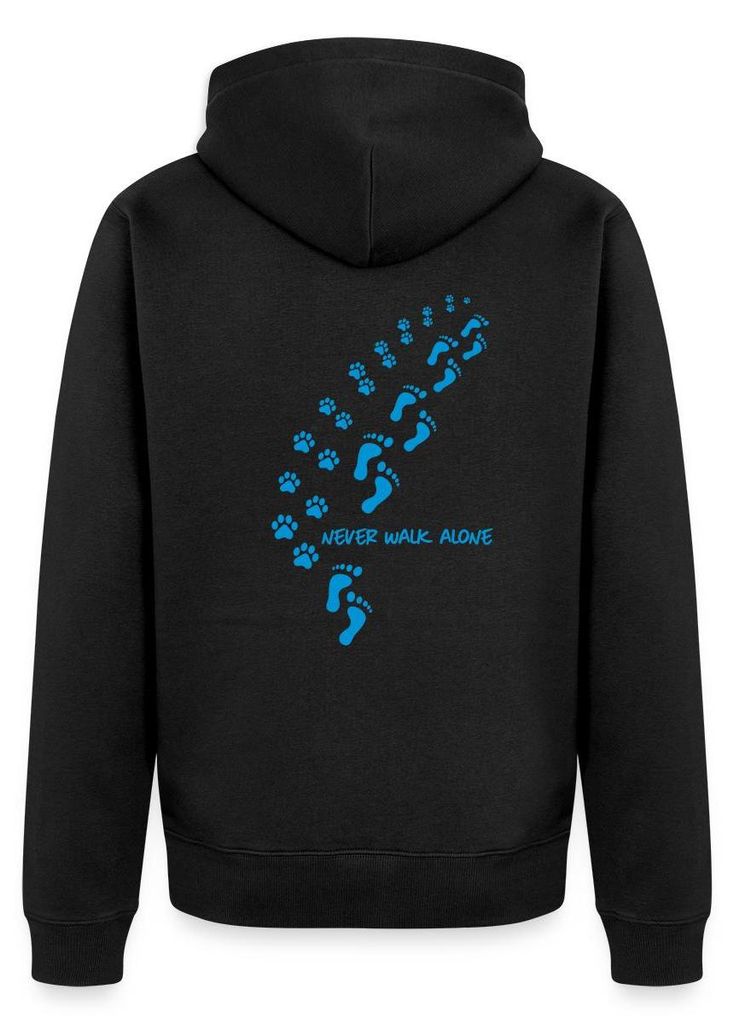 Spreadshirt Never Walk Alone Fußspuren Und Pfoten Kapuzenjacke Herren, XXL, Schwarz