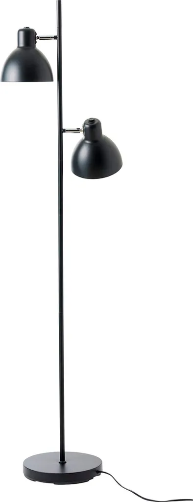 Lampe de lecture de sol Skagen noire avec double éclairage intérieur chic