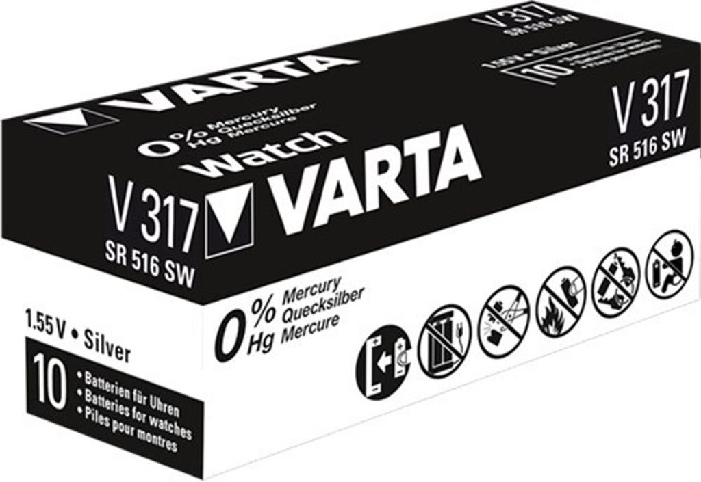 Varta -V317, Einwegbatterie, Siler-Oxid (S), 1,55 V, 1 Produktbild 
