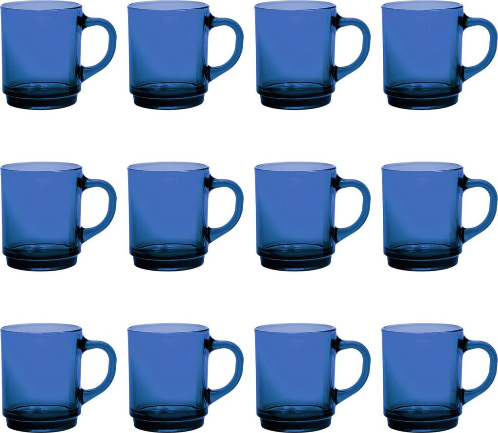 Duralex Versailles Kaffeetassen aus Glas – 260 ml – Saphir – 12er-Pack
