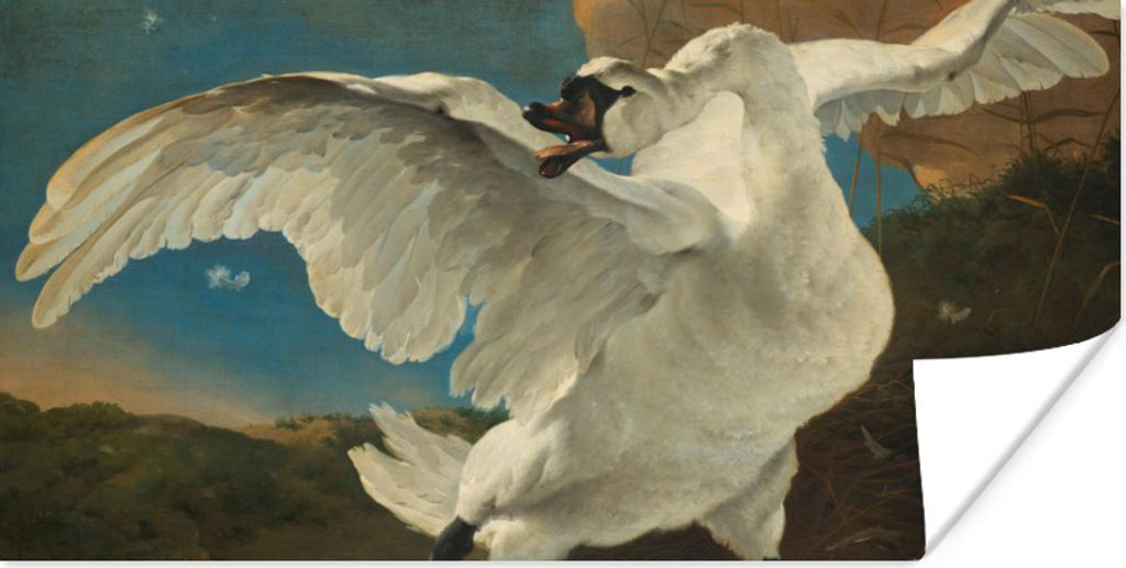 MuchoWow Poster Der bedrohte Schwan - Gemälde von Jan Asselijn 120x60 cm - Bild