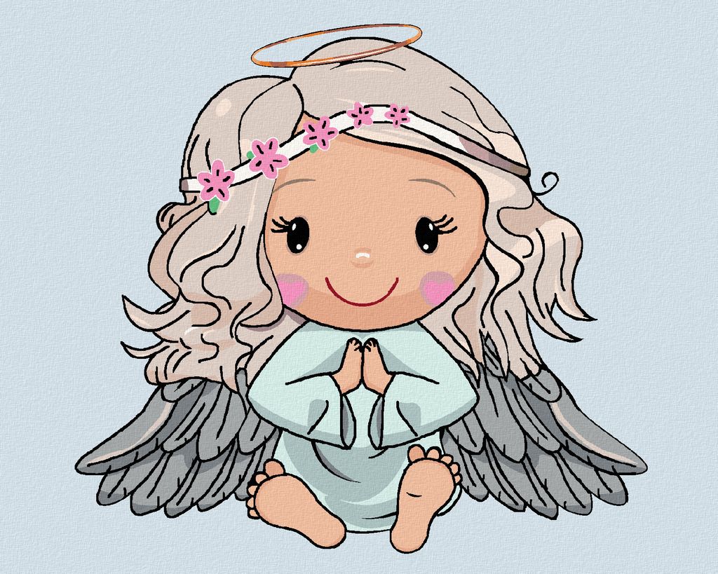 Zuty - Malen nach Zahlen - BABY ENGEL MIT LOCKEN, 40x50 cm, ohne Keilrahmen