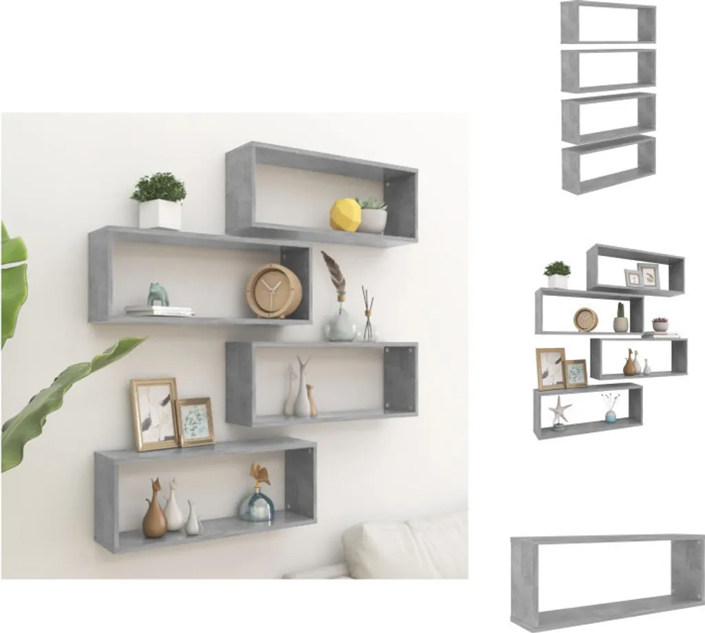 vidaXL Mensole a Cubo 4 pz Grigio Cemento 60x15x23 cm Arredo Moderno