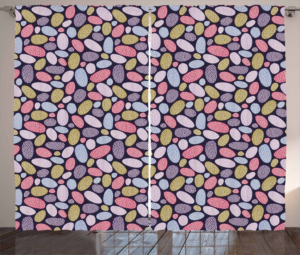 ABAKUHAUS Abstrakt Rustikaler Gardine, Geometrische Formlose Kreise, Schlafzimmer Kräuselband Vorhang mit Schlaufen und Haken, 280 x 225 cm, Mehrf...