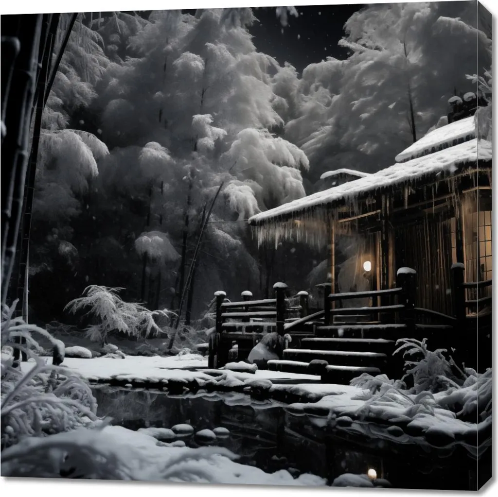 Tableau Zen Maison Japonaise Traditionnelle 90x90 cm pour Salon Déco