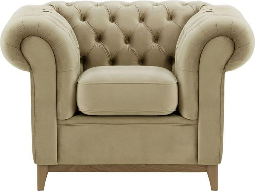 Sessel Chesterfield Wood-Velluto 3-wax black