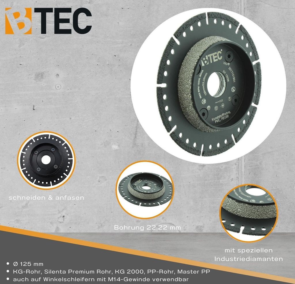 BTEC PIPECUT sprint Trennscheibe Ø 125 mm Anfasscheibe Produktbild 