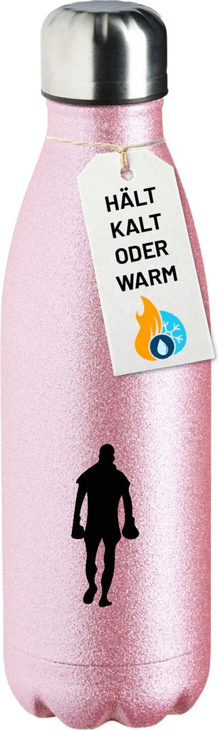 Huuraa Trinkflasche Boxer Silhouette 500ml Pink Edelstahl Wasserflasche Trinkflasche Geschenkidee