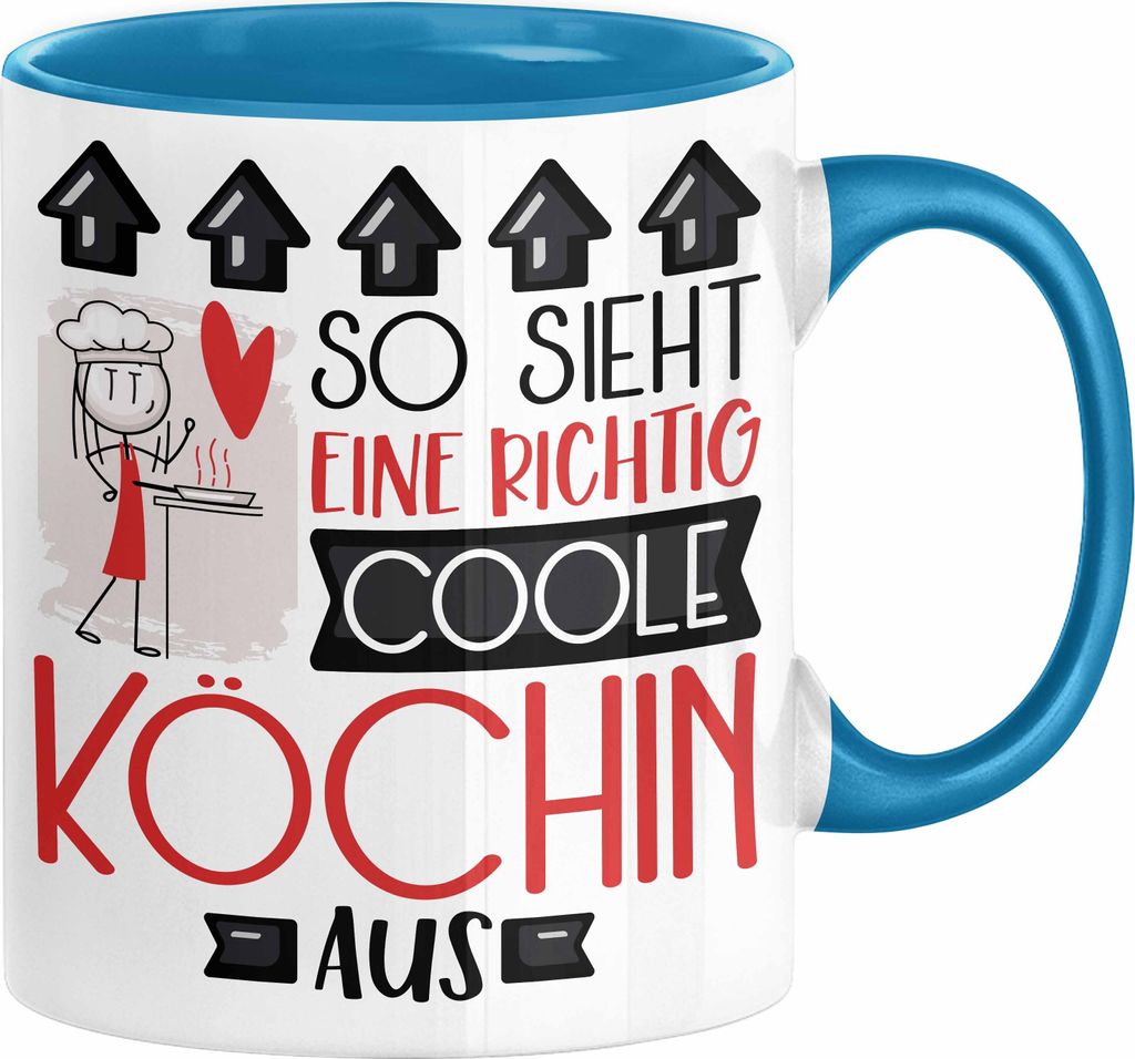 Köchin Geschenk Tasse Lustig Geschenkidee für Köchin Geburtstag So Sieht Eine Richtig Coole Köchin Aus Frauen Spruch (Blau)