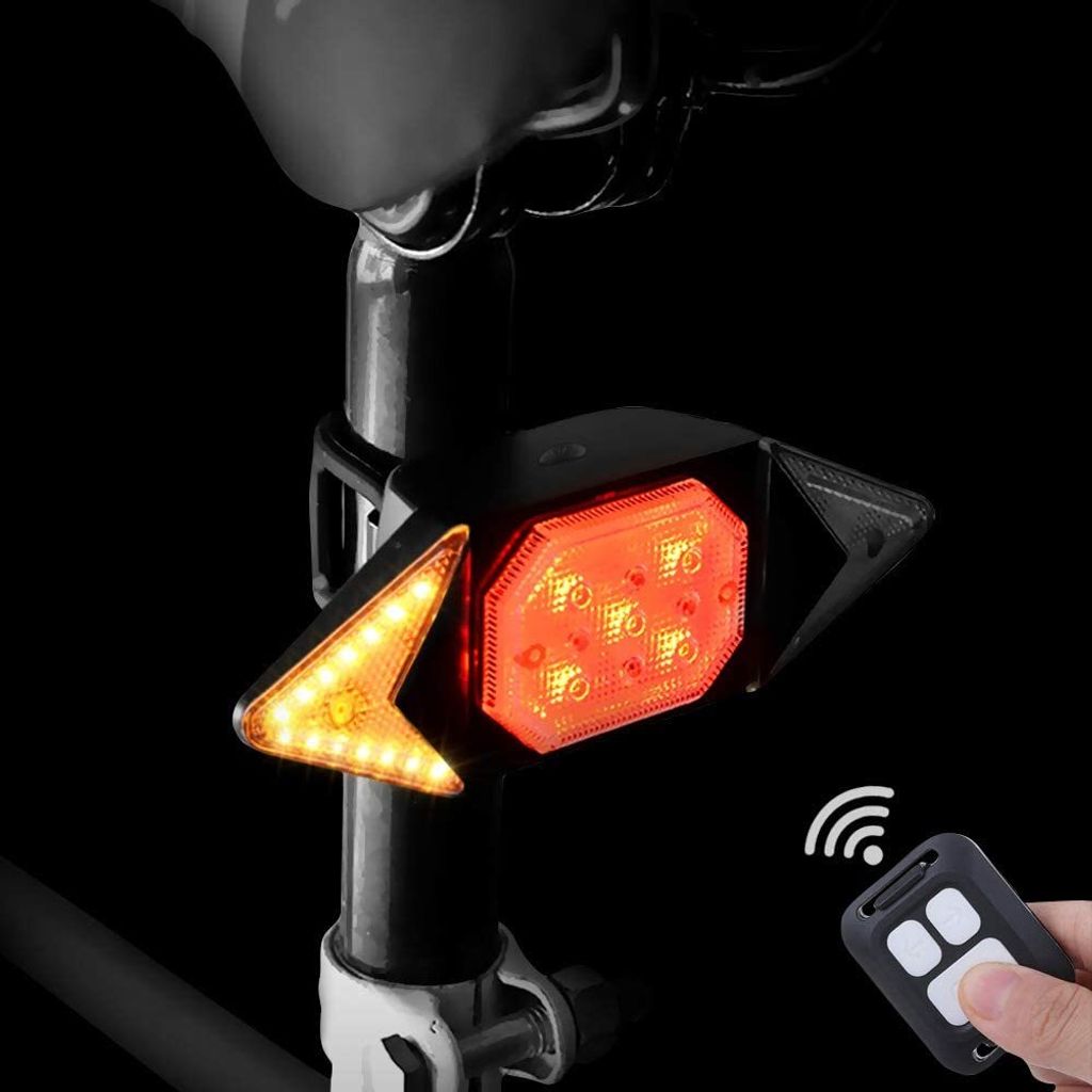 Kabellos LED Fahrrad Rücklicht Bremslicht Blinker Remote Fernbedienung Warnung
