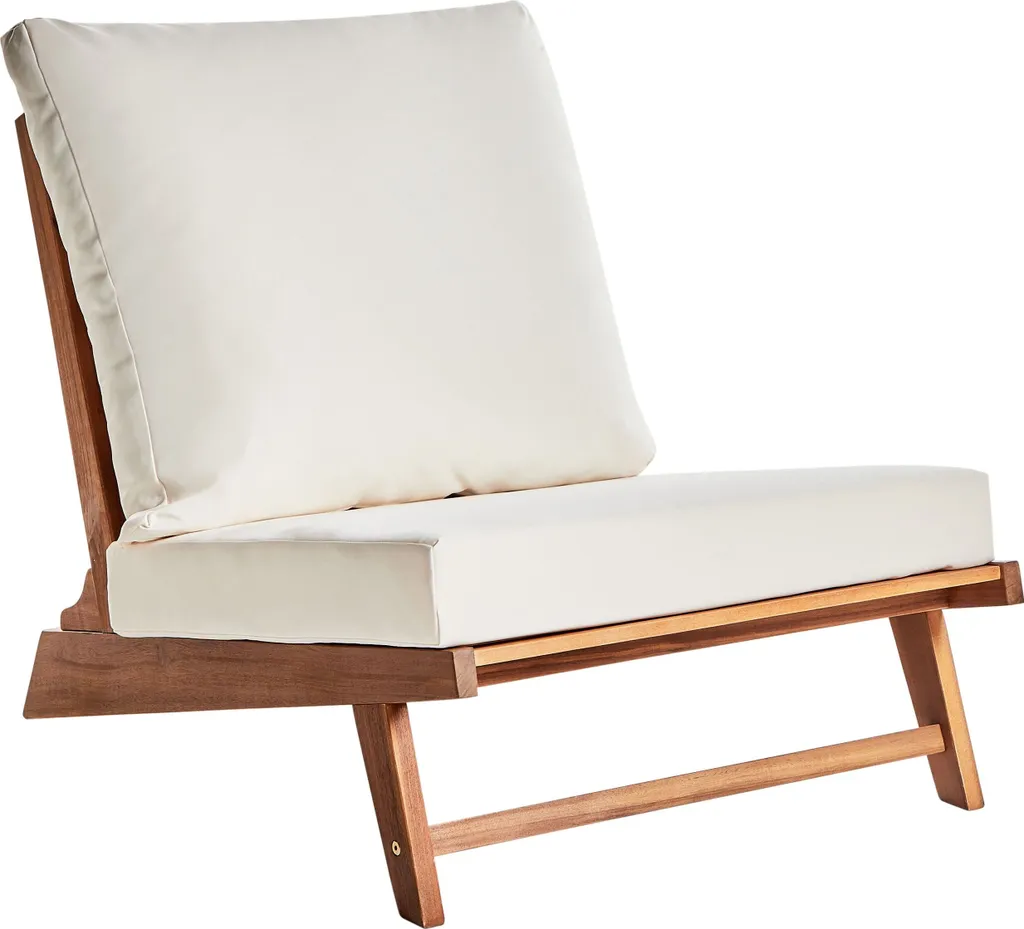 BELIANI Chaise de jardin en acacia et coussins crème style rustique