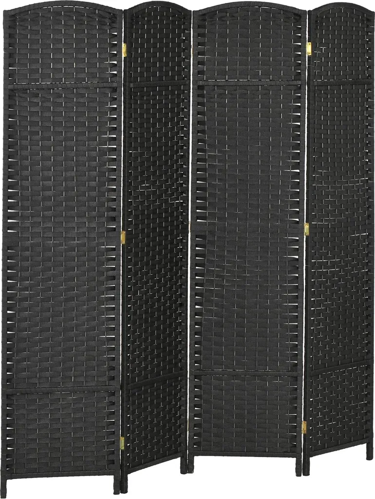 Cloison amovible pour studio et bureau - Paravent noir pliant 4 pièces