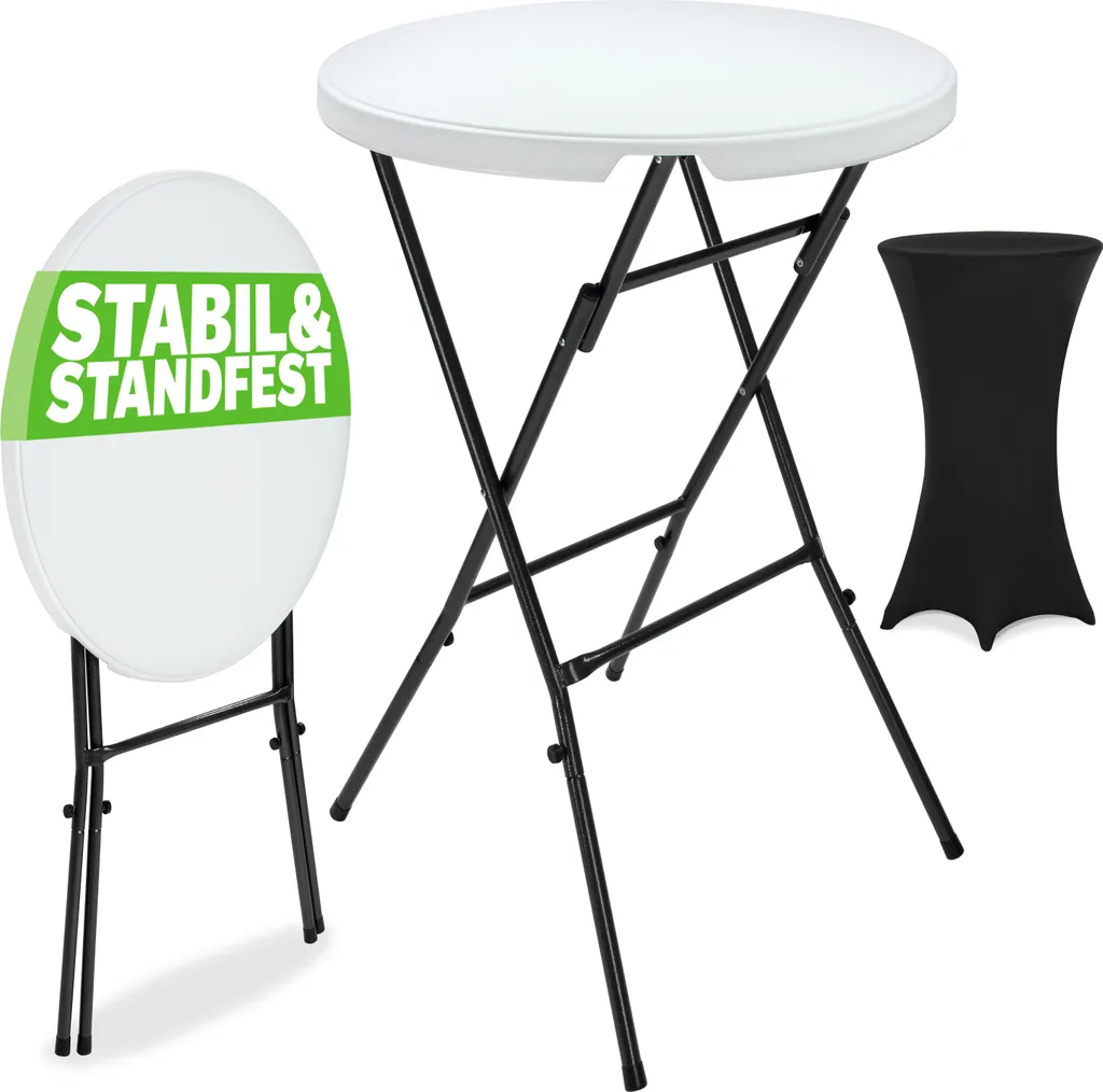 Tavolo Alto da Giardino Casaria Ø 72cm Metallo Pieghevole 110cm