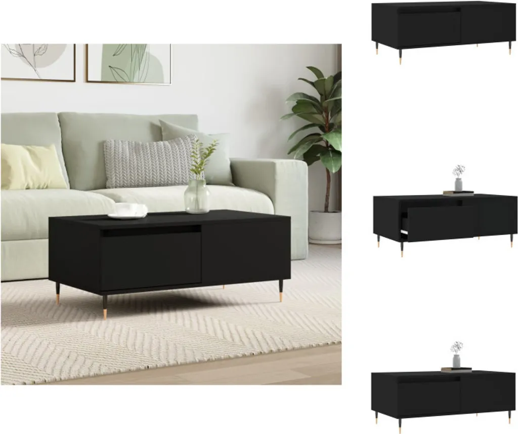 vidaXL Tavolino da Salotto Nero 90x50x36,5 cm | Arredo Moderno in Legno