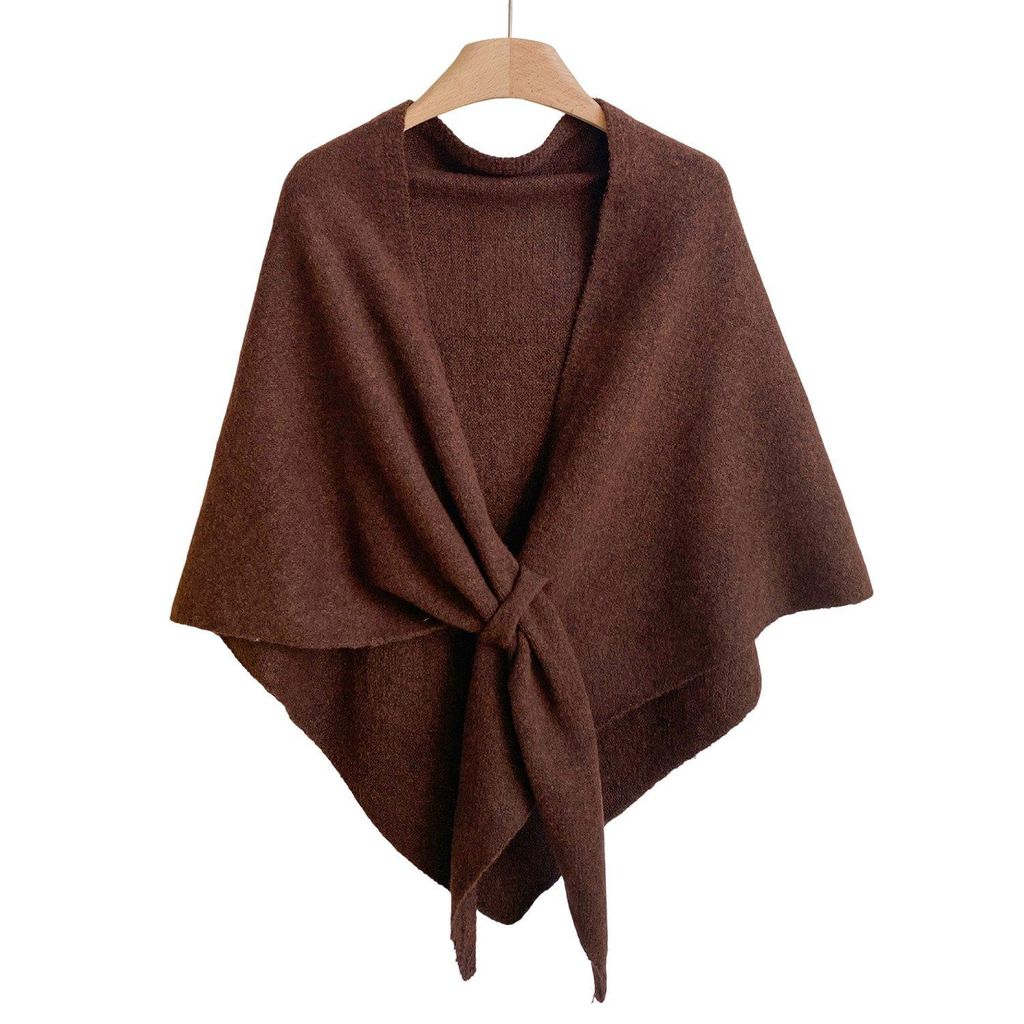 Generisch Damen Dreieckstuch Elegant Poncho Schultertuch, 185x75cm, Braun