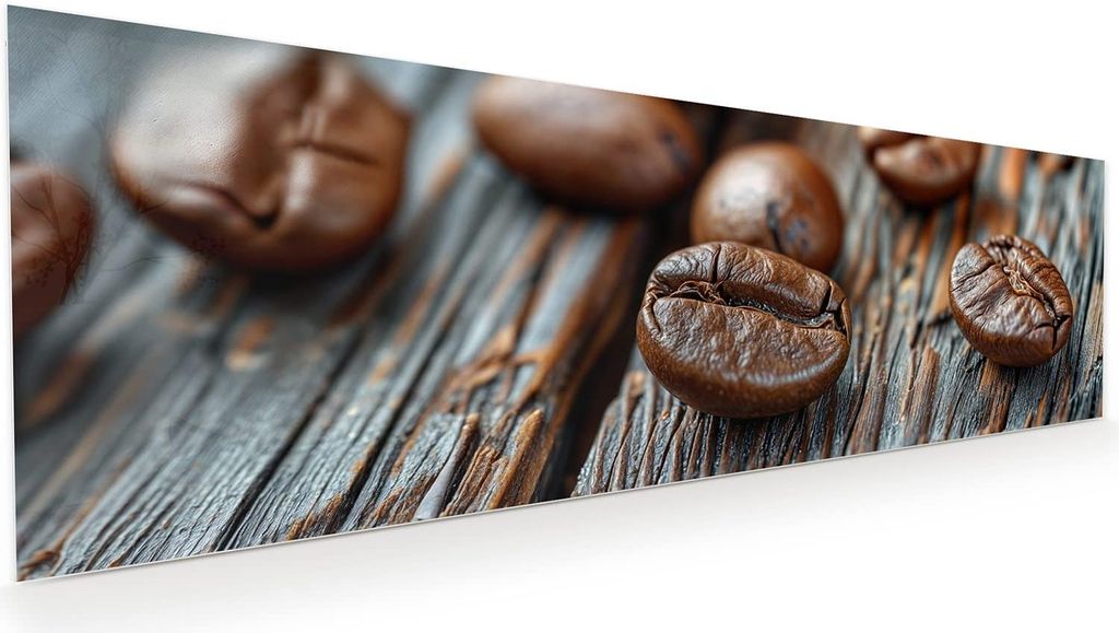 Glasbild 120x40cm in XXL für Wohnzimmer, Schlafzimmer Motiv Kaffeebohnen