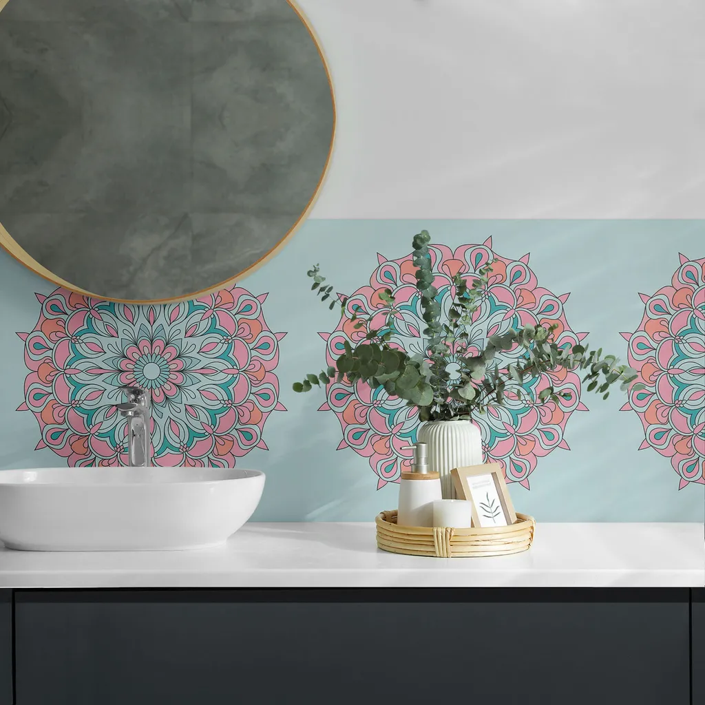 Pannelli Murali Decorativi 3D Mandala - 4 pezzi 50x50 Autoadesivi - 3