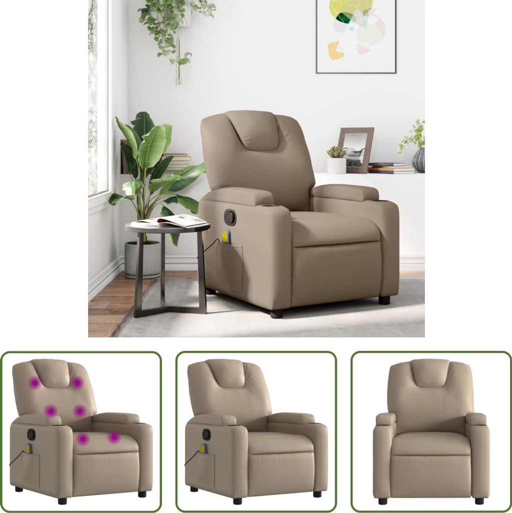 The Living Store Massagesessel Cappuccino-Braun Kunstleder